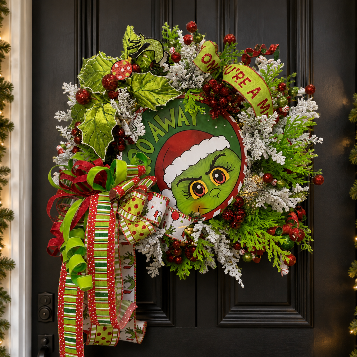 Grinch-Inspired Whimsical Christmas Wreath