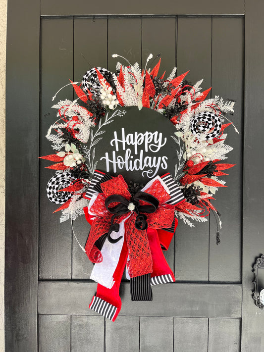Red and Black Happy Holidays.