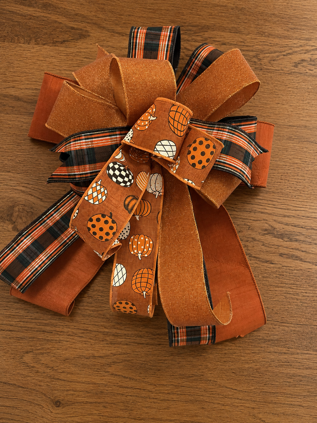Harvest Plaid Pumpkin Designer Bow