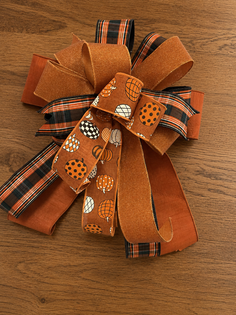 Harvest Plaid Pumpkin Designer Bow