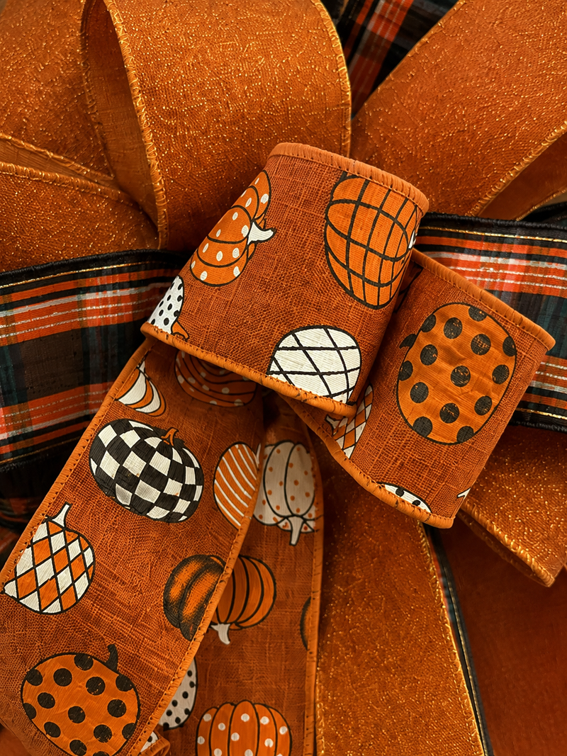 Harvest Plaid Pumpkin Designer Bow