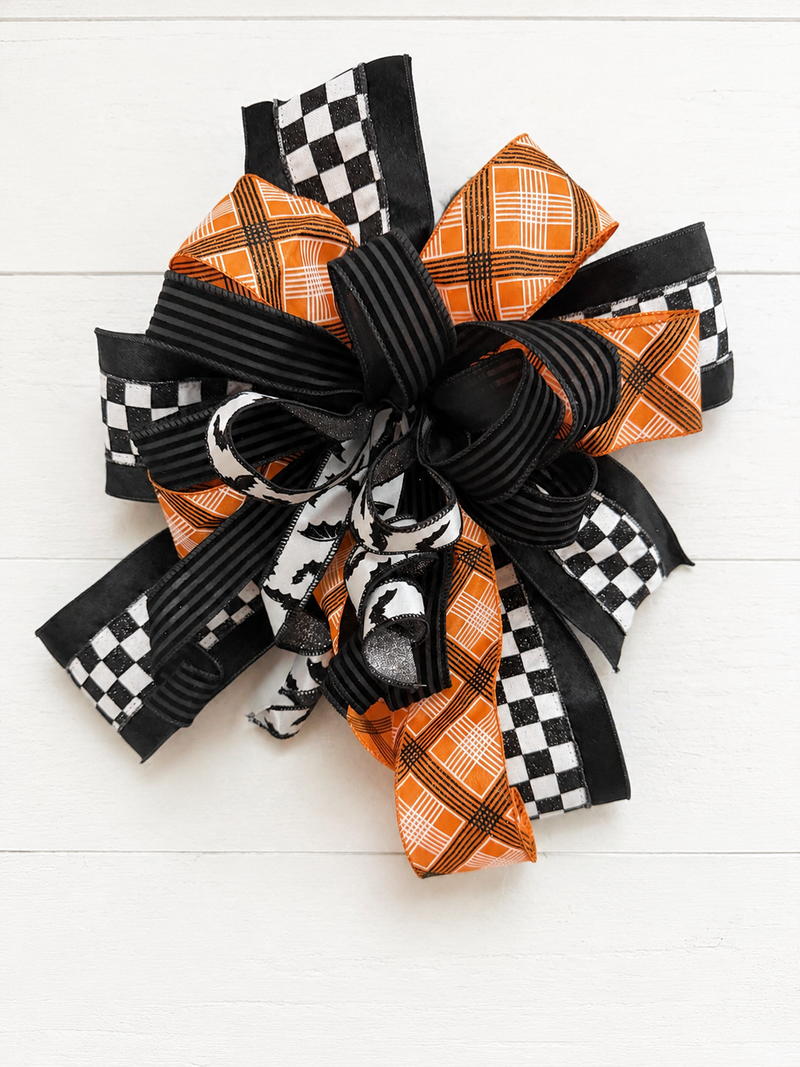 Haunted Harlequin Halloween Designer Bow