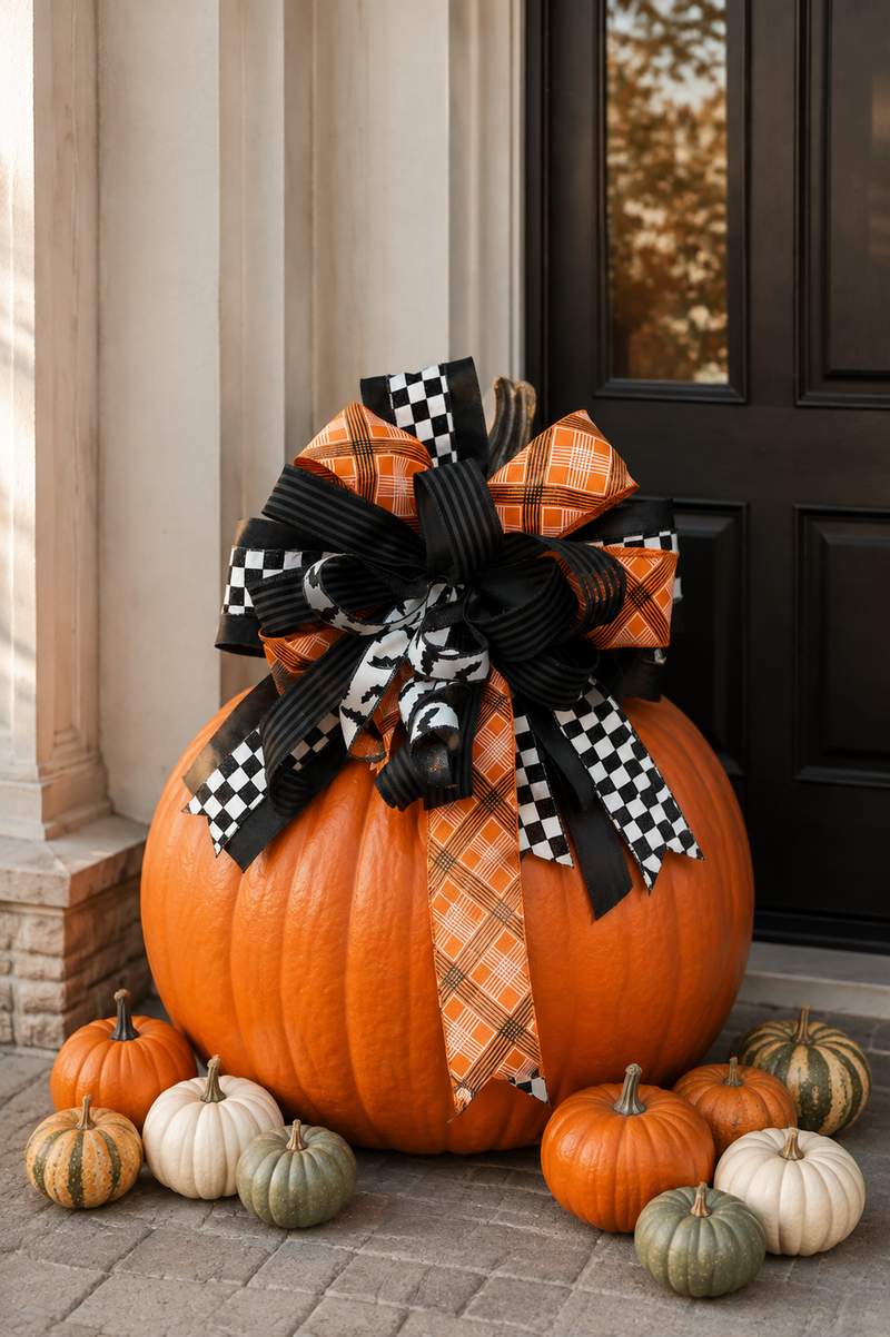 Haunted Harlequin Halloween Designer Bow