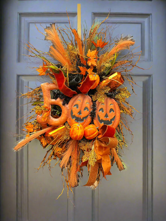 Burnt Orange BOO Large Wreath