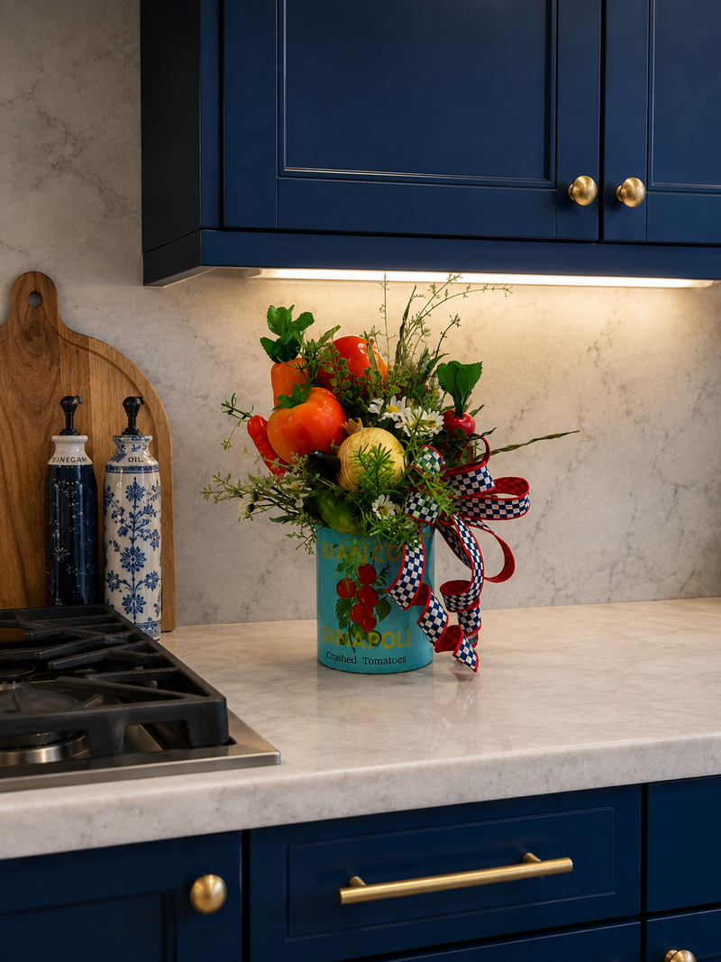 Italian Market Centerpiece - Bianca Dinapoli Chrushed Tomatoes Vase