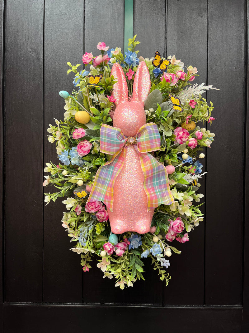 Pink Bunny Spring Wreath