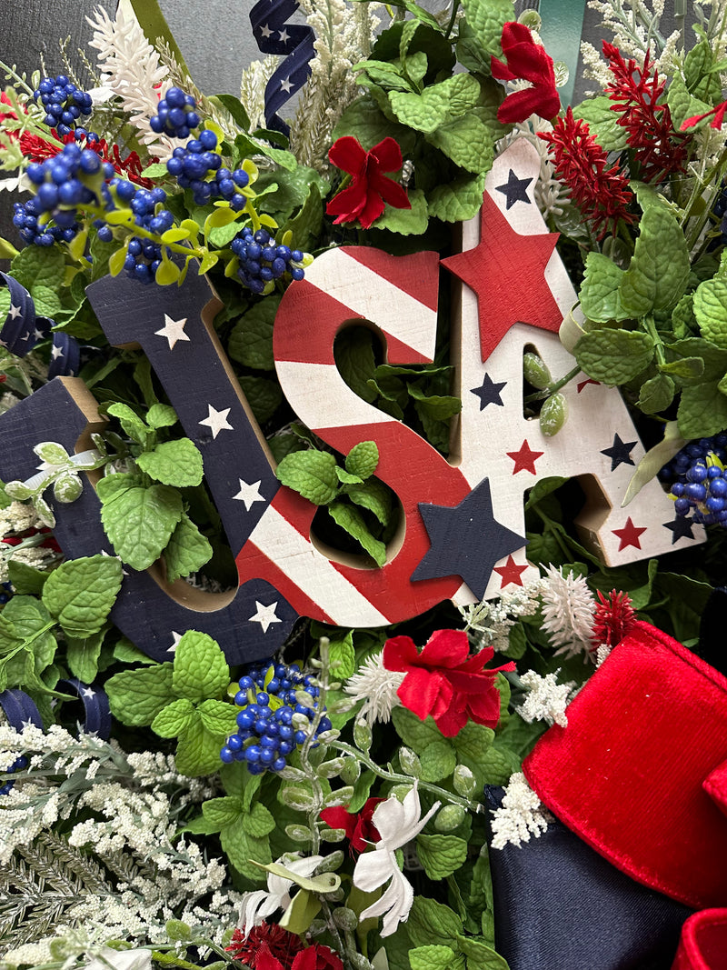 USA Memorial Day and Fourth of July Wreath
