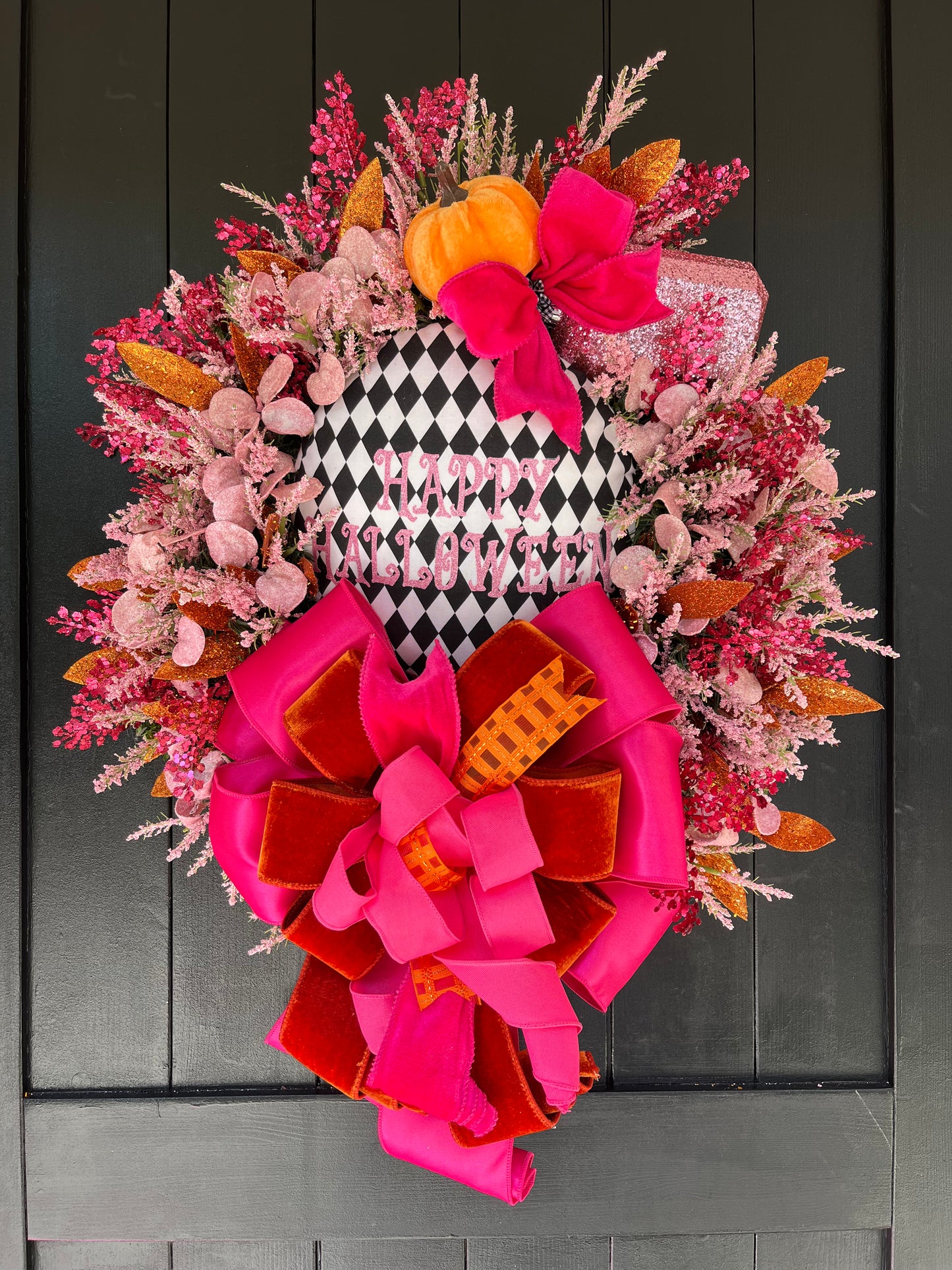 Pink Halloween Wreath.