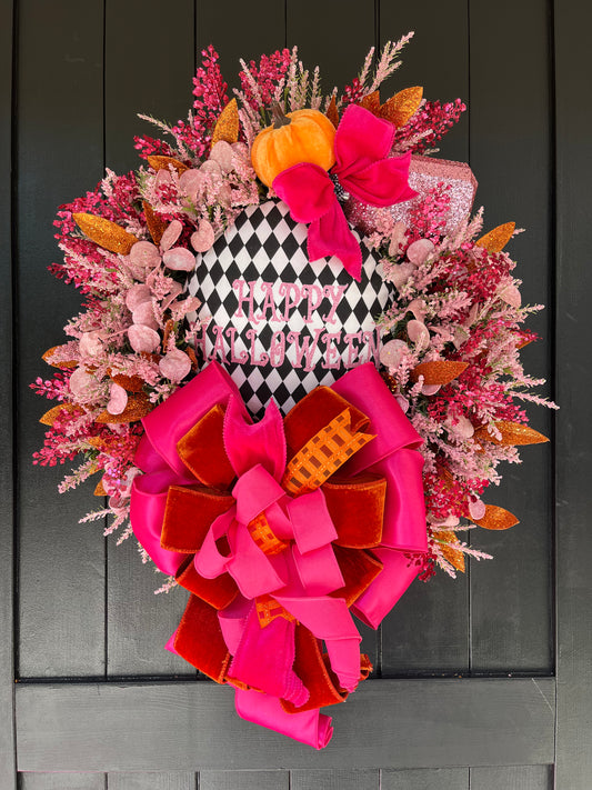 Pink Halloween Wreath.