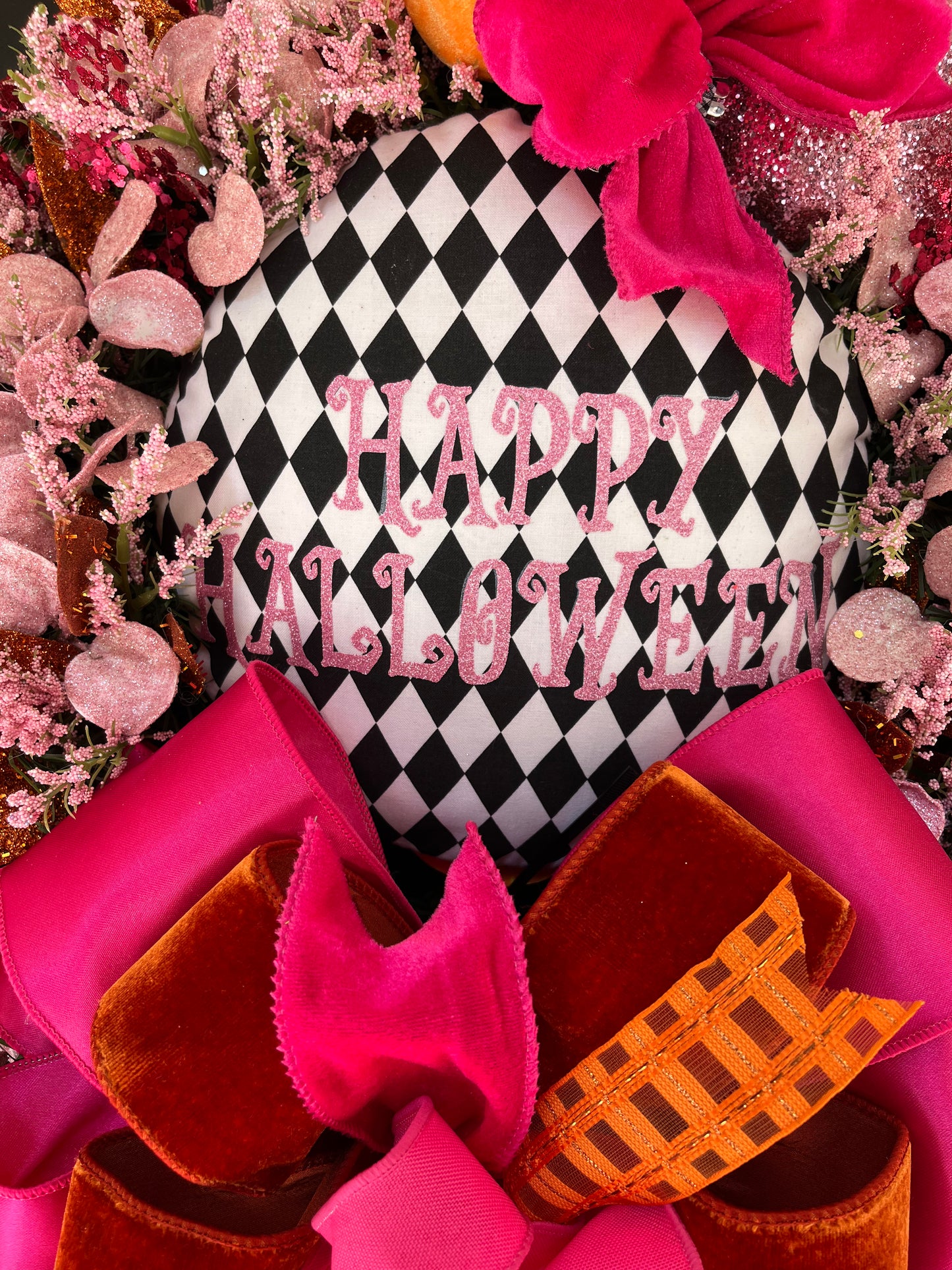 Pink Halloween Wreath.
