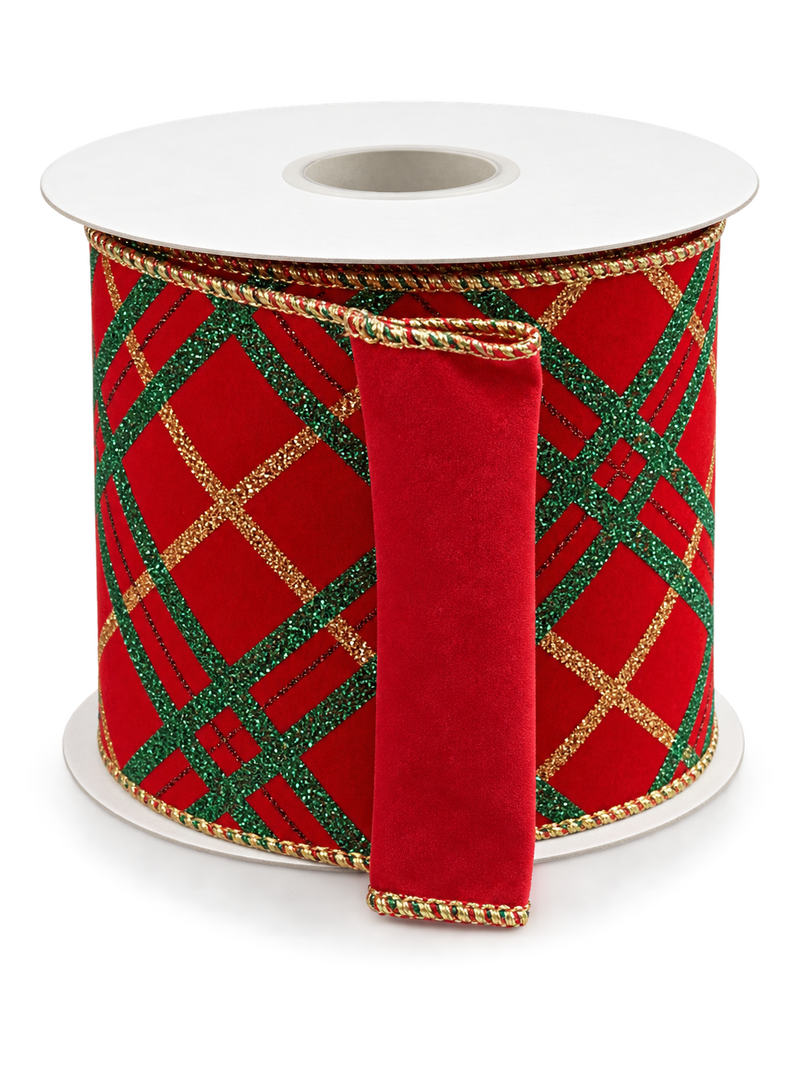 Two-Toned Red Velvet Christmas Plaid SOLD BY YARD