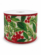 Holly Berry & Evergreen Christmas Ribbon — SOLD BY THE YARD