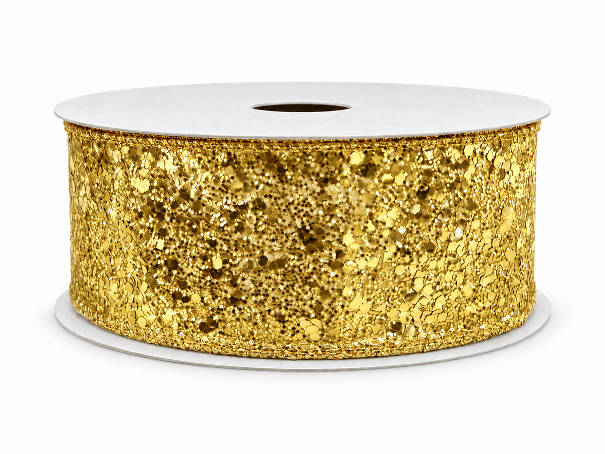 Luxe Metallic Gold Crushed-Foil Ribbon — SOLD BY THE YARD