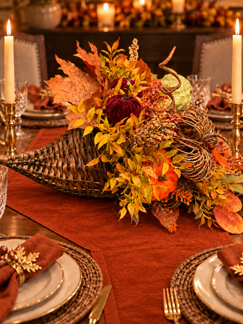 Autumn Cornucopia Thanksgiving Centerpiece