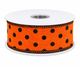 Orange & Black Polka Dot Wired Ribbon SOLD BY YARD