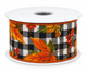 Fall Leaves & Buffalo Check Wired Ribbon SOLD BY THE YARD