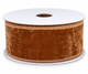 Caramel Brown Velvet Wired Ribbon — Sold by the Yard