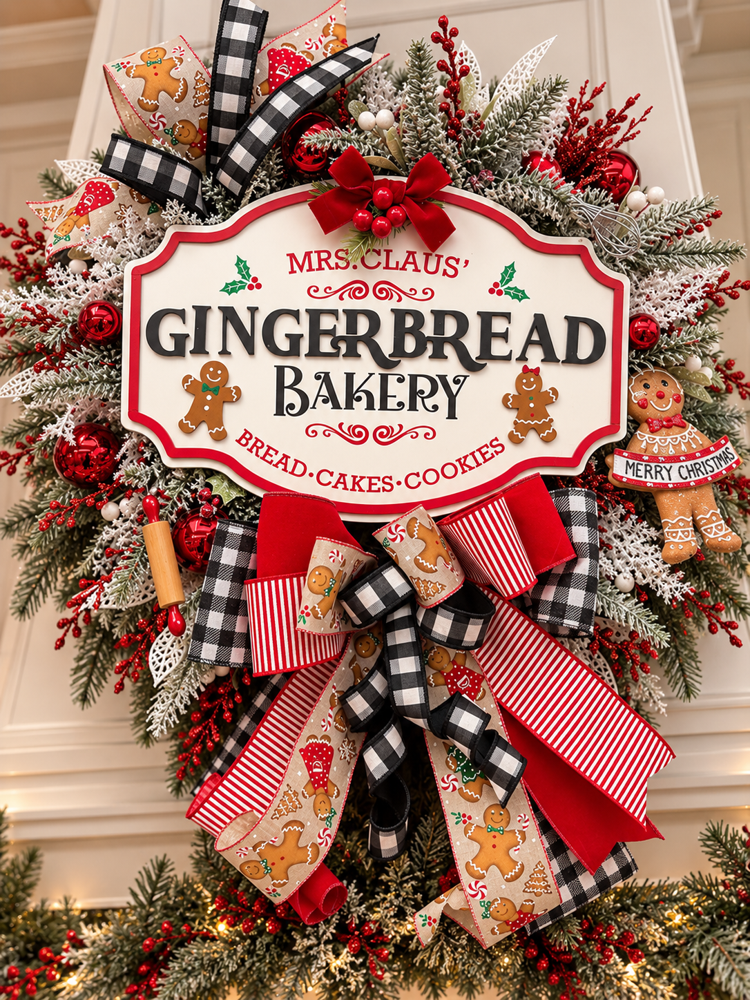 Mrs. Claus’ Gingerbread Bakery Christmas Wreath