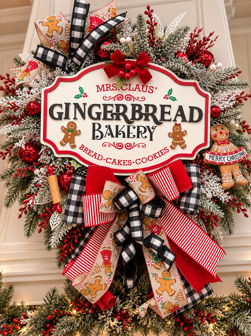 Mrs. Claus’ Gingerbread Bakery Christmas Wreath