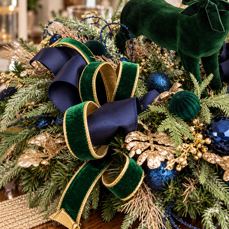 Emerald Elegance Reindeer Centerpiece