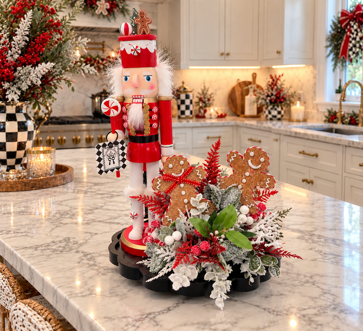 Gingerbread Nutcracker Christmas Centerpiece