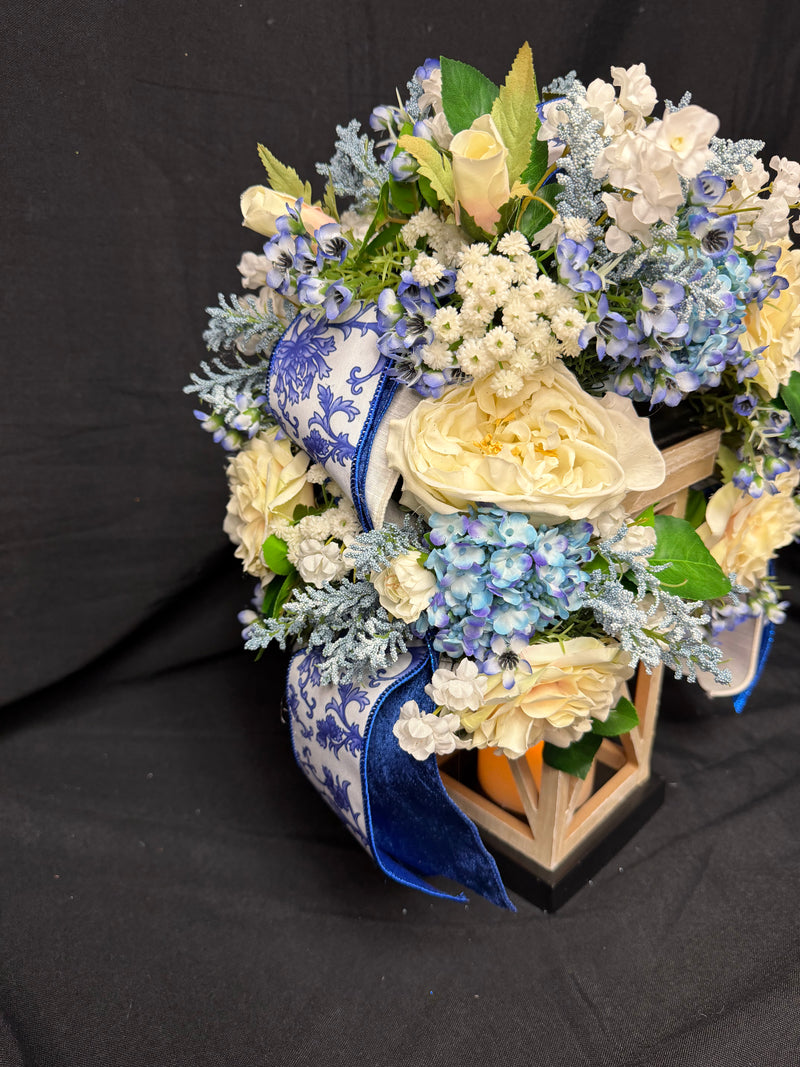 Blue and White Floral Lantern