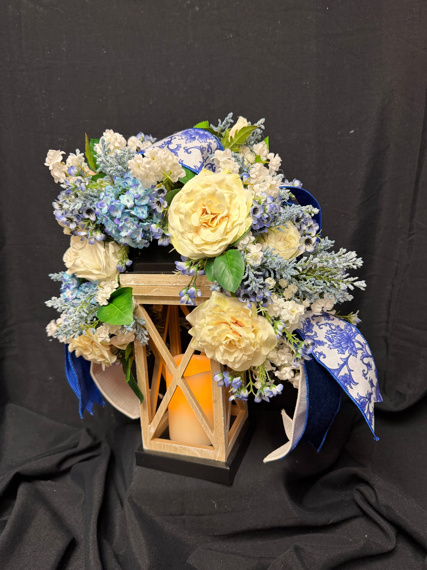 Blue and White Floral Lantern