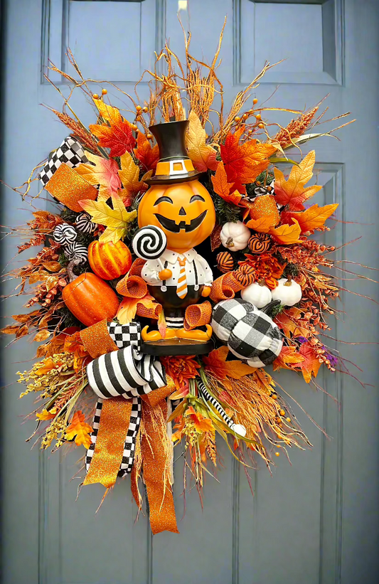 Cutest Lollipop Pumpkinman Oversized Wreath