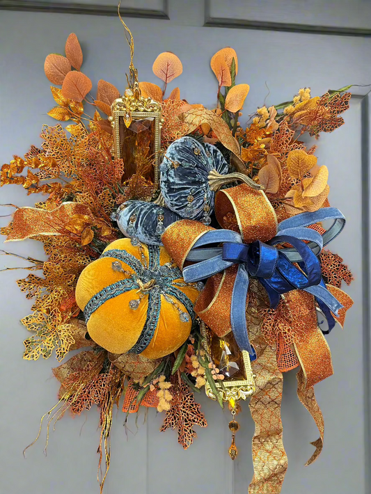 Royal Velvet Pumpkin Medium Wreath