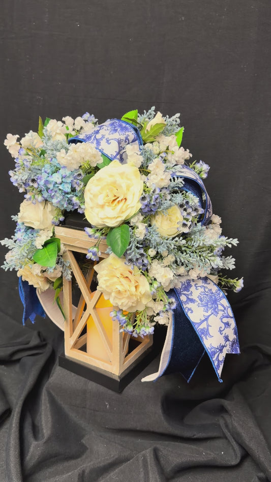 Blue and White Floral Lantern